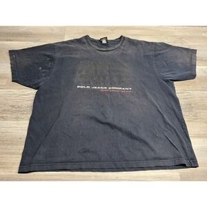 Polo Jean Ralph Lauren Blue T-Shirt Size XL US Flag Old Glory Textured‎